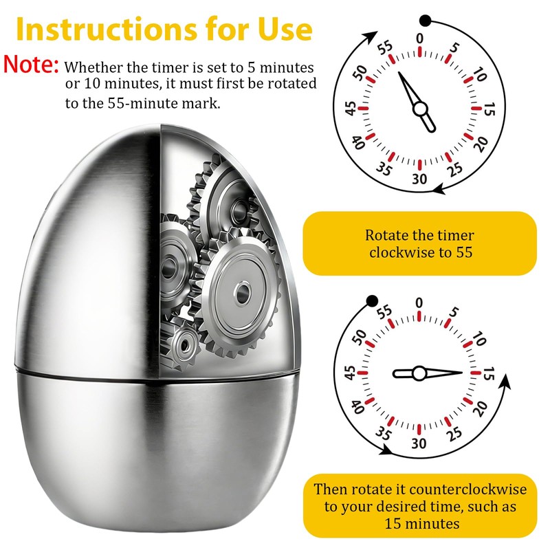 ChAusa 60 Minutes Egg Timers for Boiling Eggs, Cooking Timers