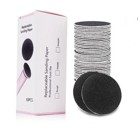 60pcs Replaceable Sandpaper Refill Discs for Electric Foot File Callus Remover Hard Dry Dead Skin Removal (Fine 180 Grit)
