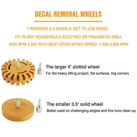 Toolly Car Decal Remover Wheel Set - Universal Pinstripe Sticker Eraser Vinyl Wrap Adhesive Removal Tool for Your RV, Truck, Boat, Aircraft