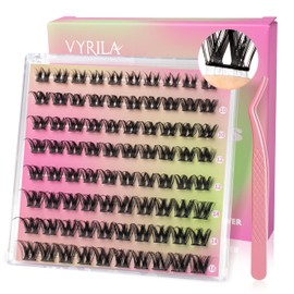Self Adhesive Eyelashes Clusters, D Curl Natural Lash Extensions No Glue Needed Eyelashes with Lash Tweezers DIY Eyelash Extensions Kit Self-adhesive Lash Clusters Mixed 8-16mm(pre glued-MJ06)