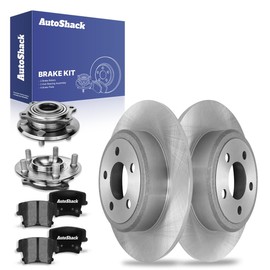 AutoShack Rear Solid Brake Rotors + Ceramic Pads + Hub Bearing Assembly 8-PC Brake Kit Replacement for 2006-2009 Dodge Charger 2005-2009 Chrysler 300 2005-2008 Dodge Magnum 12.59" (319.8 mm)