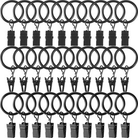 Curtain Rings with Clips Stainless Steel Curtain Clip Ring Metal Decorative Drapery Rings 1 Inch Black Home Decoration Black