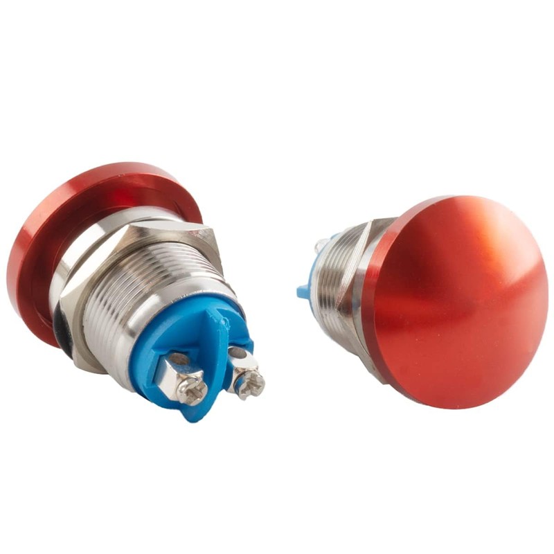 2Pcs Mushroom Head Button Switch Waterproof Push Button Switch Aluminum