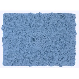 Home Weavers Bell Flower Collection 100% Cotton Tufted Bath Rugs, Extra Soft and Absorbent Bath Rugs, Non-Slip Bath Mats, Machine Washable, Bath Mats for Bathroom Floor, 17"x24" Rectangle, Sky Blue