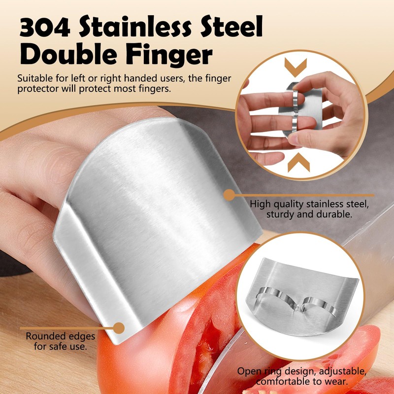 Realand 11pcs Stainless Steel Finger Guards for Cutting Food, Hand