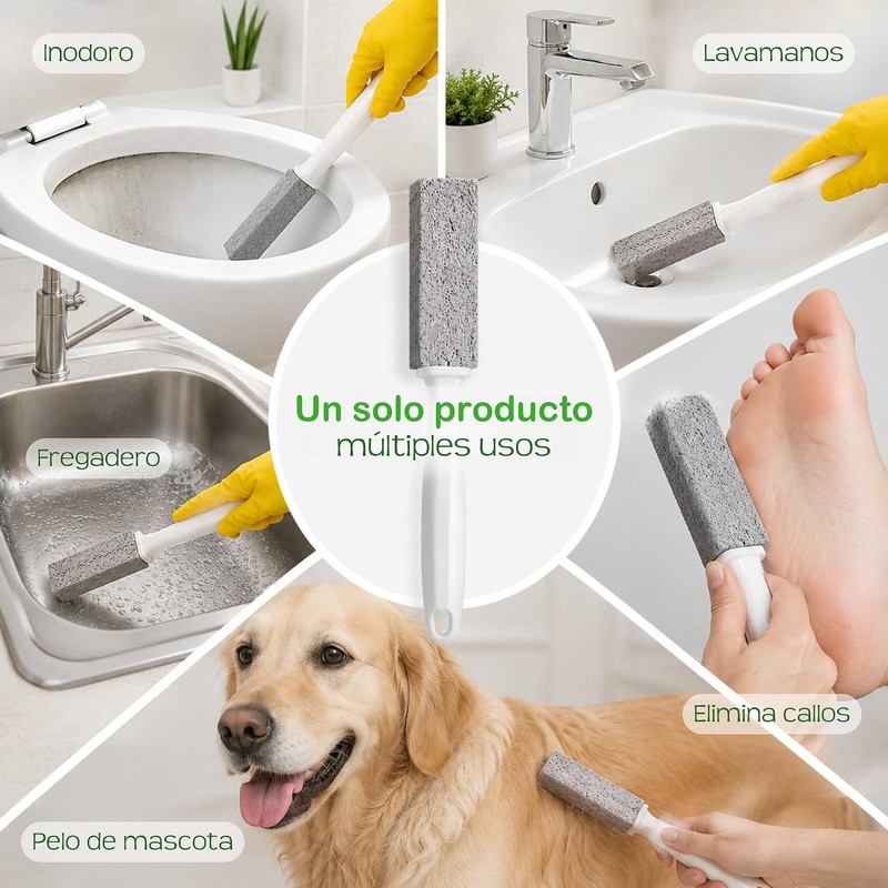 BIOPURE Piedra pómez con agarradera para limpiar el baño. (24cm