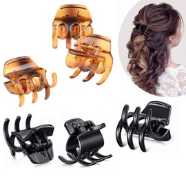 JUNRU 12 Pieces Hair Claw Clips Medium Size Hair Claws Hair Styling Accessories in 1.3 Inches for Women Girls （Black ，Brown）