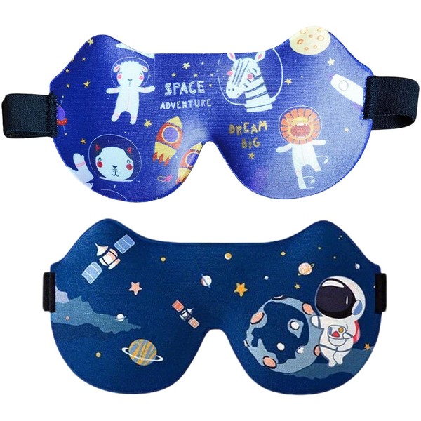 Kids Sleep Mask 2 Pack, 3D Blackout Sleeping Masks for