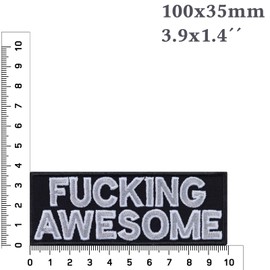" Awesome" Sew-On with Embroidery Humour Iron-On Patch I am Awesome Patch Teenager Iron-On Transfers Gift DIY Appliqué Perfect for Backpack/Bag/Boots - 100 x 35 mm