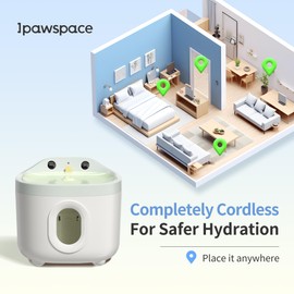 ipawspace Ultra-Filtration Automatic Cat Water Foutain Cordless Cat Water Dispenser Cat Water Feeder Pet Water Bowl for Drinking 2.2L/74OZ Easy to Clean Dual Filter (Cream + 3 Filters)