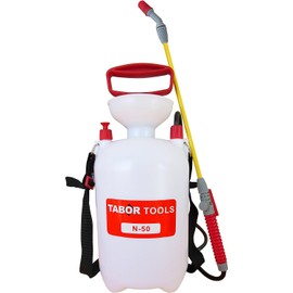 TABOR TOOLS 1.3 Gallon sparayer for Lawn and Garden. Pump Pressure with Pressure Relief Valve, Adjustable Shoulder Strap, and Adjustable Wand Nozzle. N50A