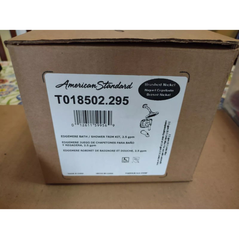American Standard T018502.295 Edgemere Bath/Shower Trim Kit Brushed Nickel -