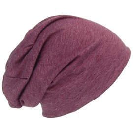 Cool4 Jersey Beanie Cotton Mottled Slouch Chemo Unisex Hat Cap A29, aubergine
