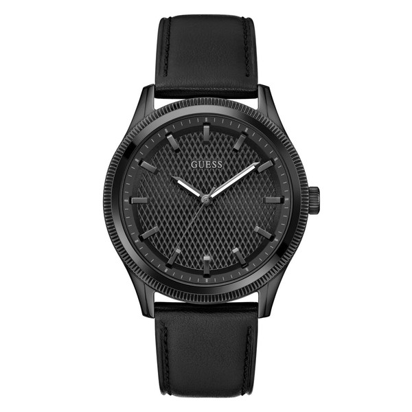 GUESS Black Leather Analog Watch