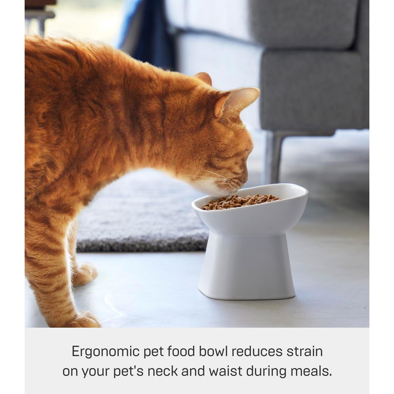 Yamazaki Home Tower Elevated Ceramic Pet Food Bowl - Angled,