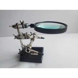 Duratool Third Hand Soldering Iron Stand Helping Clamp Vise Clip Tool Magnifying Glass
