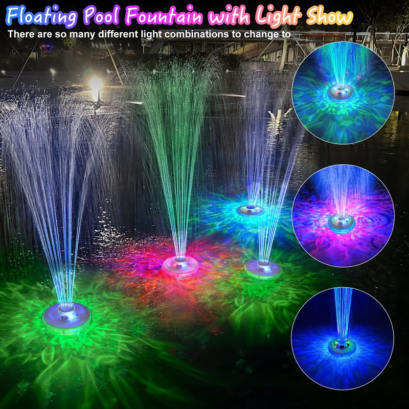 LanPool Floating Water Fountain with Underwater Lights, Powered Pump Outdoor,