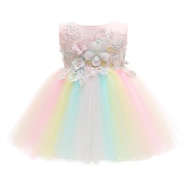 Xangirl Baby Girl Dress Formal Flower Toddler Baptism Christening Tutu Dress for Party Wedding Birthday 0-24 Months