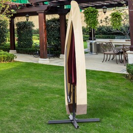 bennyue Parasol Cover, 6.6 ft (2 m), Outdoor UV Protection, Furniture Cover, Umbrella Cover, For Gardens, Outdoor Parasol, Garden Parasol, Protector, 600D, Oxford, UV Protection, Waterproof, Snowproof, Dustproof, Durable, Outdoor, Convenient, Lightweight, Multifunctional (Beige)