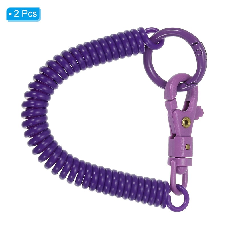 [PATIKIL] Retractable Coil Spring Keychain Anti-lost Keychain Holder Lanyard Cord