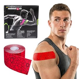 TheraBand – Banda de kinesiología con indicador XactStretch para un Estiramiento y aplicación perfectos, la Mejor en su Clase en adhesión, Resistente al Agua, Rollo de 5,1 cm x 5 m