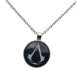 Gionatan Shop Assassin's Creed Logo Pendant Necklace Glass and Silver Alloy Game Console PC Gift Unisex Man Woman, League