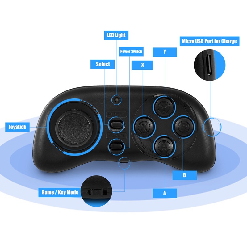 Portable Wireless Bluetooth Game Controller Mini Gamepad Joystick Handle Remote