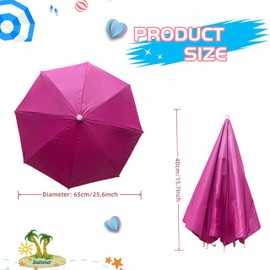3 Pack Umbrella Hat, Sports Head Umbrella Hats for Adult Women, 26" Diameter Folding Waterproof Rainbow Fishing Headwear for Outdoor Party Beach Hiking (Rose red)