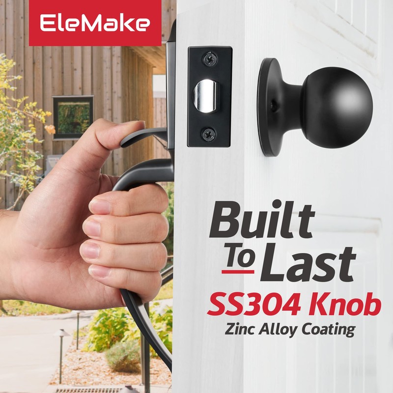Elemake Front Door Lock - Front Door Handle Exterior/Interior Front