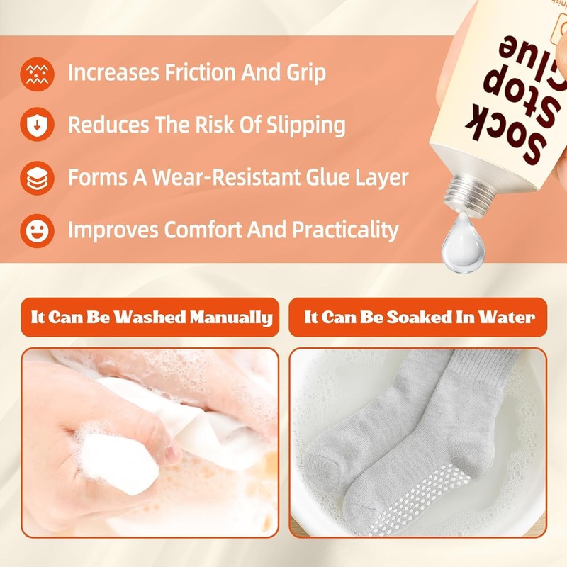 Teenanseen Sock Stop, 2 Pack Transparent Waterproof Sock Glue for