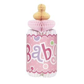 Unique 61721 Baby Shower Honeycomb Feeding Bottle Centerpiece | Pink | 1 Pc