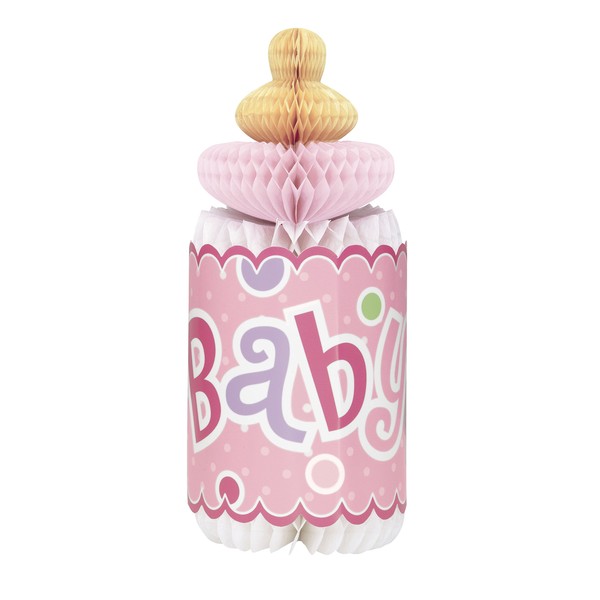 Unique 61721 Baby Shower Honeycomb Feeding Bottle Centerpiece | Pink | 1 Pc