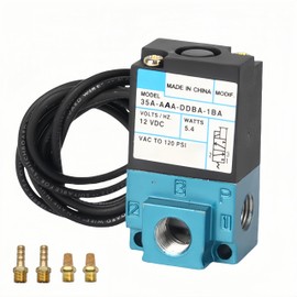 DC 12V 5.4W Solenoid Valve, 3-Port Electronic Boost Control Solenoid Valve, Carbon Steel Dispensing Machine Valve with Brass Fitting, 6mm Threaded Connector (35A-AAA-DDBA-1BA)