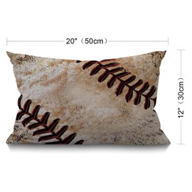 BGBDEIA Baseball Lumbar Cushion Cover 30X50cm 12x20 Inch Decorative Bedroom Living Room Vintage Baseball print Rectanglar Throw Pillow Cover for Bed Sofa Couch