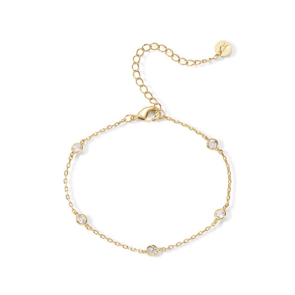 PAVOI PAVOI 14K Gold Plated Station Bracelet - Simulated Diamond
