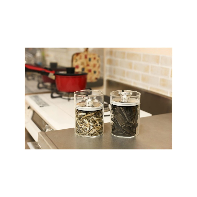 Airtight Glass Canister Storage Container Air Reducer Slim Medium 900cc