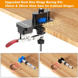 M-T Concealed Hinge Jig, 26mm & 35mm Metal Cabinet door Hinge Jig Hole Drilling with Quick Clamp for Woodworking Cabinet Door Hinges Mounting Tool Hardware