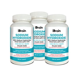 Sodium Hydroxide (NaOH) Caustic Soda for Laboratory, Manufacturing, Water Treatment, Drains, Food, Hair, and Skincare 1-Pound | Pack of 3