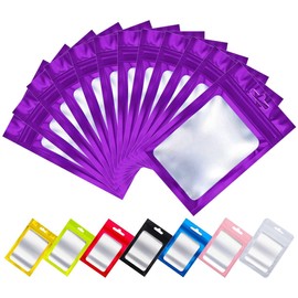 Rimiko Pack of 100 Ziplock Bags, Plastic Bags, Ziplock, Foil Bag Bag, Mylar Flat Bag, Resealable for Storage of Food and for Packing Samples (Purple 7.5 x 12 cm)