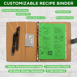 CLICKSITY Recipe Book to Write in Your Own Recipes, Tear Resistant Stone Paper Blank Recipe Notebook Binder with Pens, 5 Tab Dividers, Blank Family Cookbook
