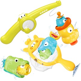 Bath Toys Baby Bath Fishing Pole Games Swimming Pool Bath Time Bathtub Toy for Toddlers Baby Kids Infant Fish Set,Fishing Game for Boys Girls Toddles and Babies