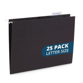 Blue Summit Supplies Hanging File Folders, 25 Reinforced Hang Folders, Designed for Home and Office Color Coded File Organization, Letter Size, Black, 25 Pack