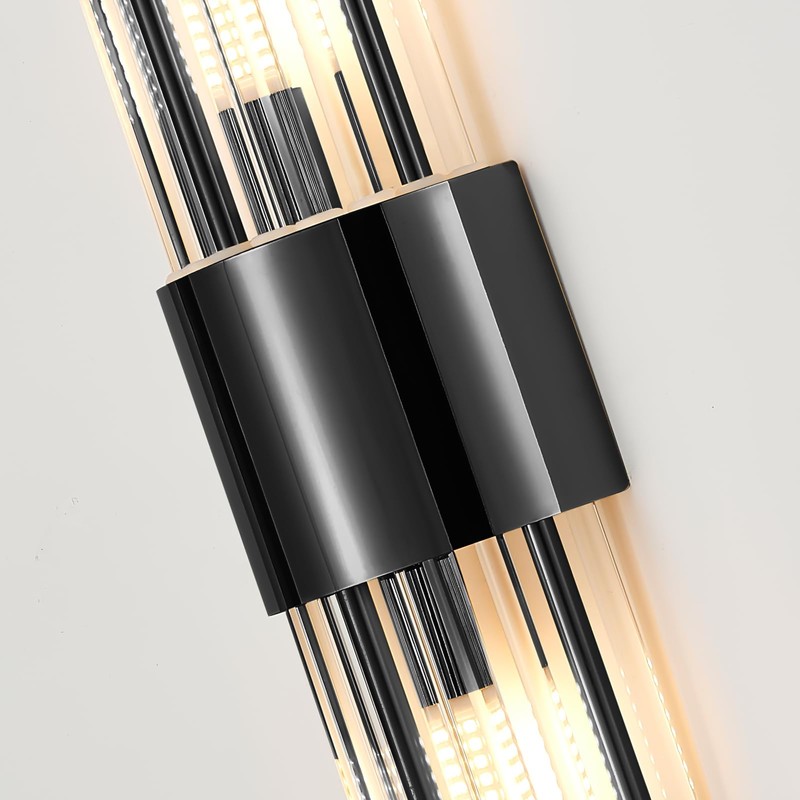 Ondersley Modern Wall Sconce Titanium Black Metal with Clear Class
