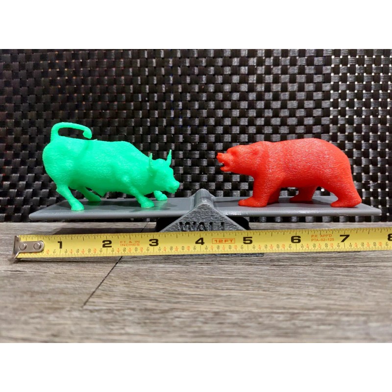 Wall Street Stock Market Characters Bull And Bear Statue 3d