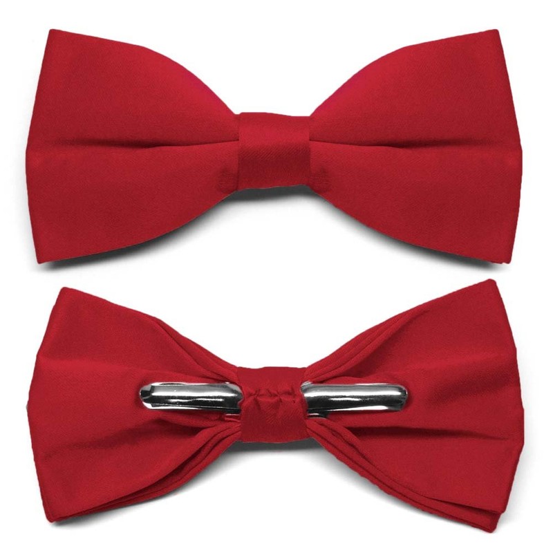 tiemart Men's Pre-Tied Clip-On Bow Tie (Festive Red)