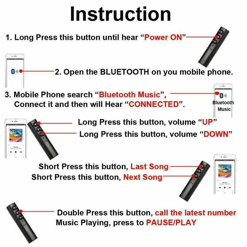 Unbranded 3.5mm Wireless Bluetooth Receiver AUX Audio Stereo Music Hands