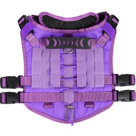 DoggieKit Tactical Dog Harness for Small Medium Large Dogs No Pull Military Dog Harness with Handle Service Dog Vest with Molle Loop Inserts (Purple, S)