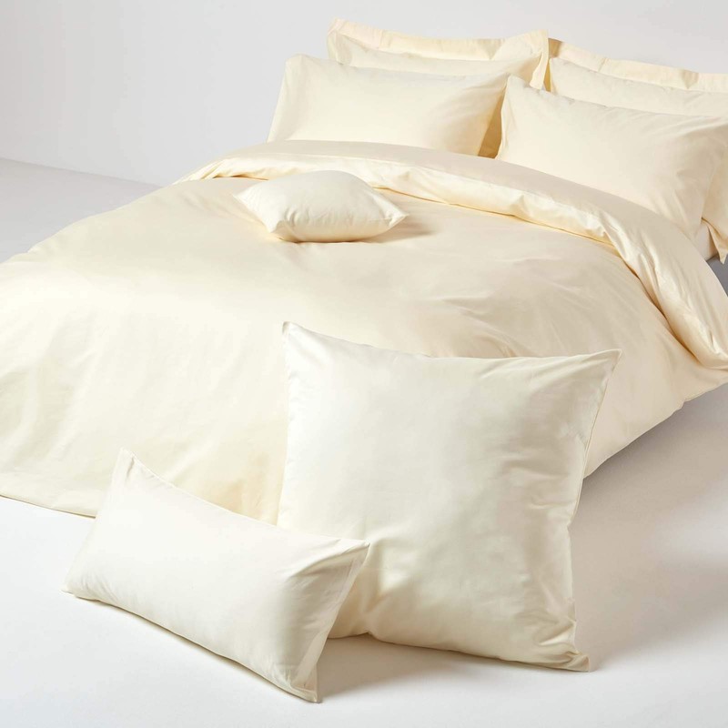 HOMESCAPES 1000 Thread Count Egyptian Cotton Cream Oxford Size Pillowcase