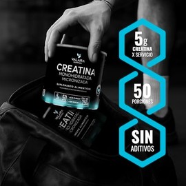 VALARA Creatina Monohidratada 250g - Máxima Pureza - 50 Servicios - Suplemento Deportivo En Polvo - Sin Azúcar - Sin Sabor - Inlcuye Scoop Dosificador
