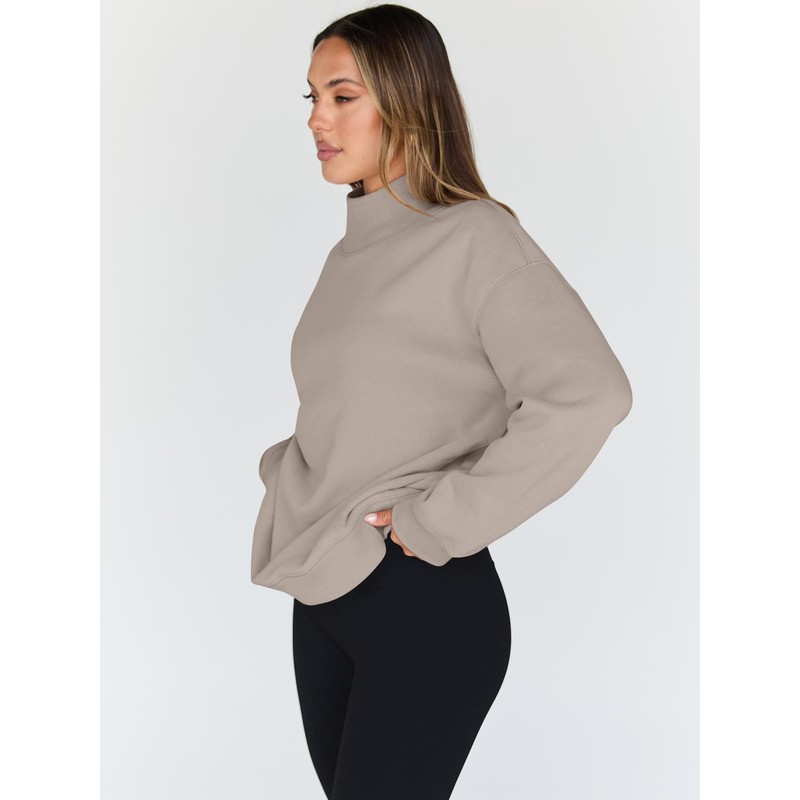 Trendy Queen Womens Oversized Sweatshirts Turtleneck Pullover Long Sleeve Hoodies